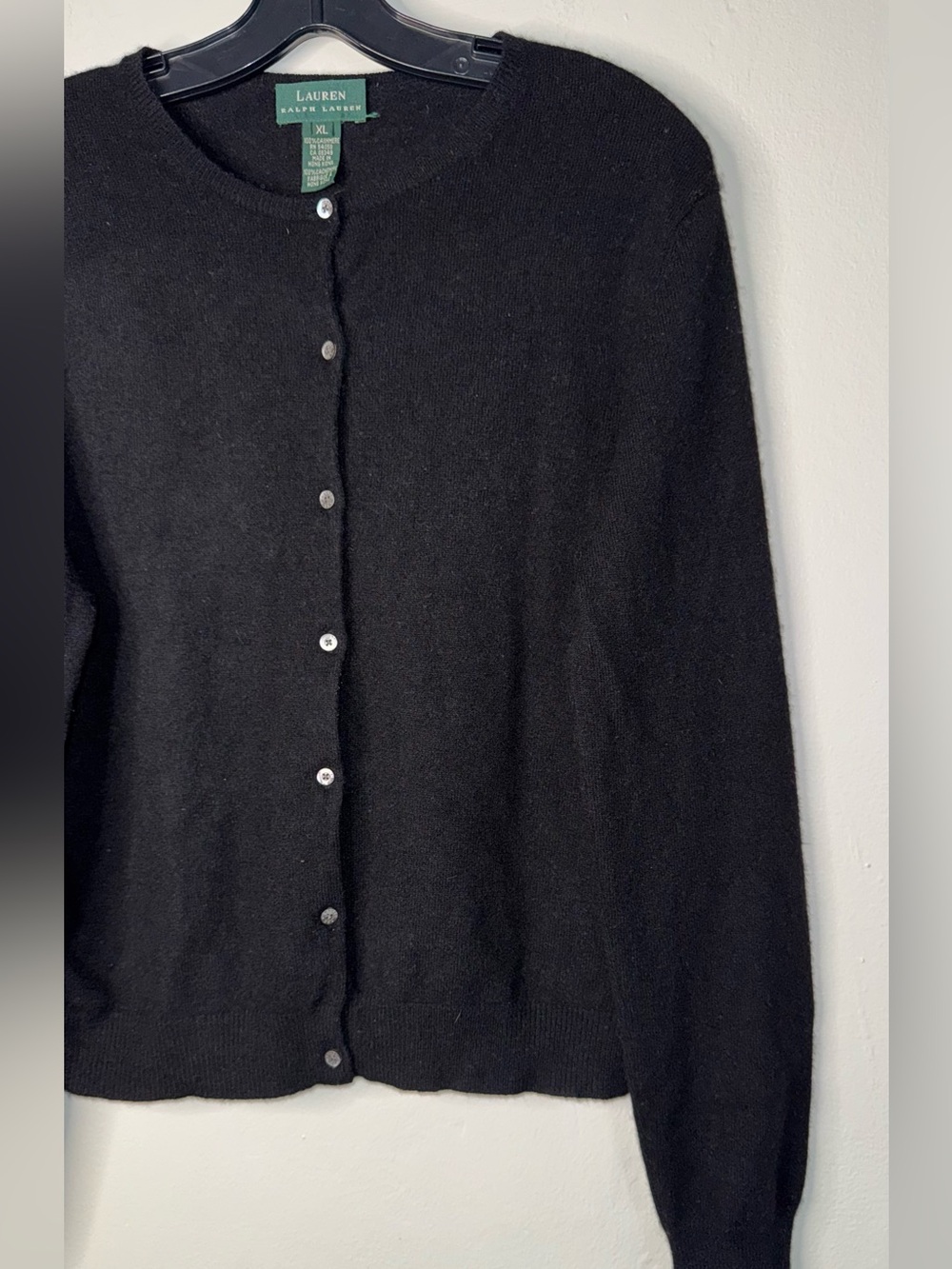 Ralph Lauren Cashmere Black Crewneck Cardigan - Picture 10 of 11